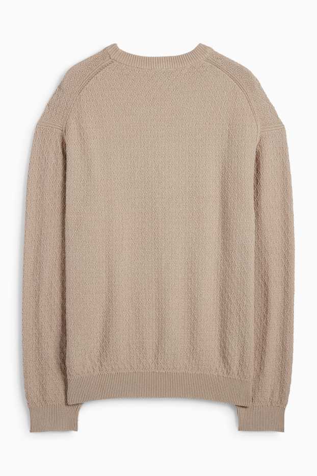 Men - Jumper - textured - beige