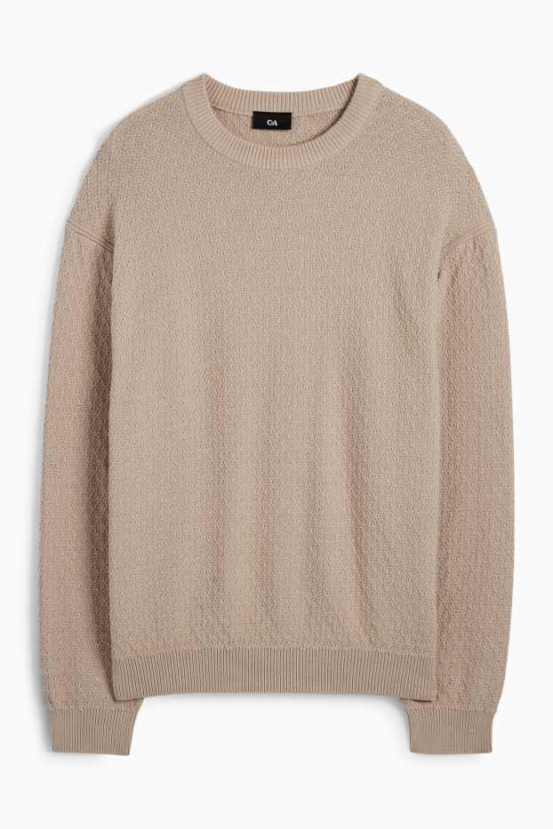 Men - Jumper - textured - beige