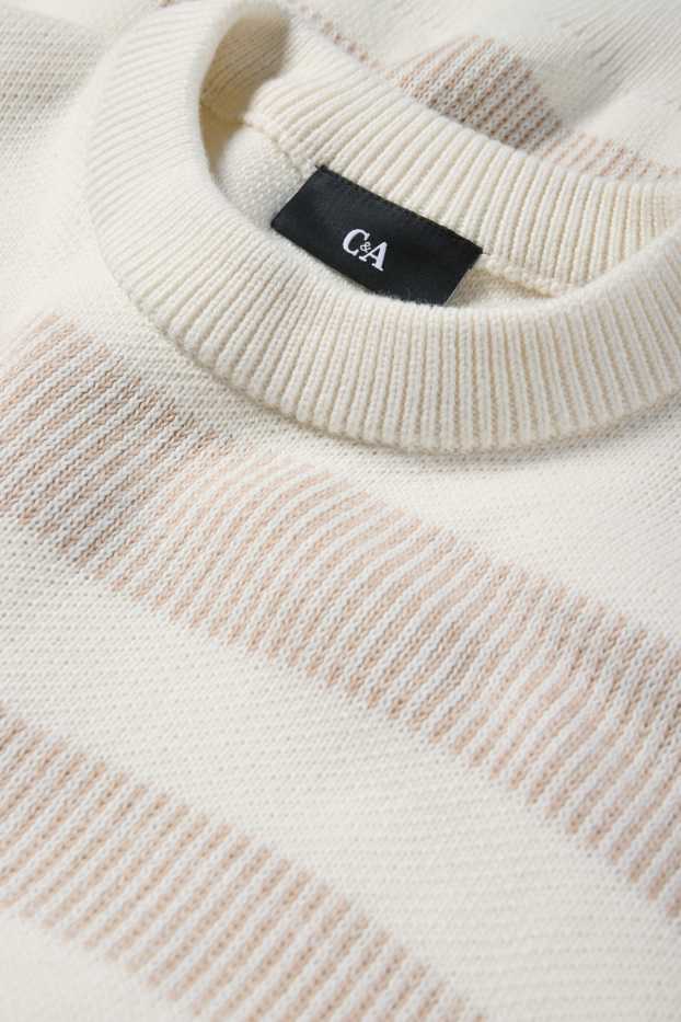 Heren - Trui - gestreept - met structuur - licht beige