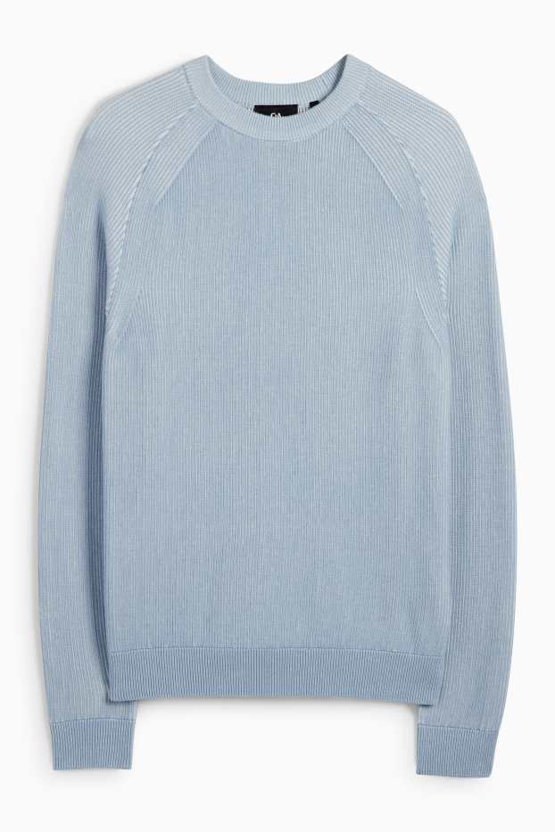 Men - Jumper - ribbed - light blue