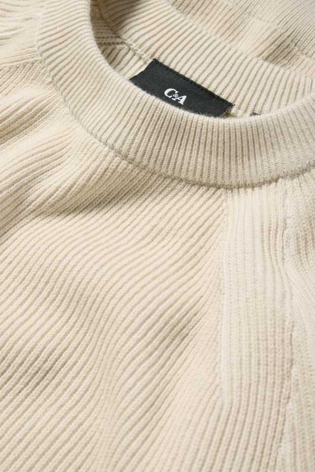 Herren - Pullover - gerippt - hellbeige