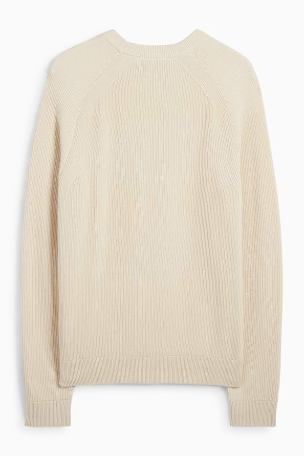 Herren - Pullover - gerippt - hellbeige