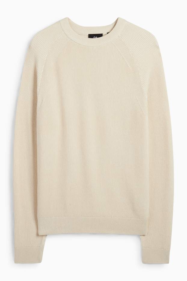 Herren - Pullover - gerippt - hellbeige