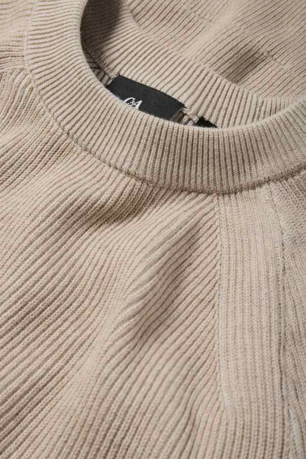Men - Jumper - ribbed - beige