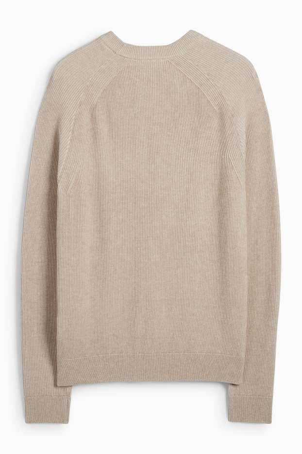Men - Jumper - ribbed - beige