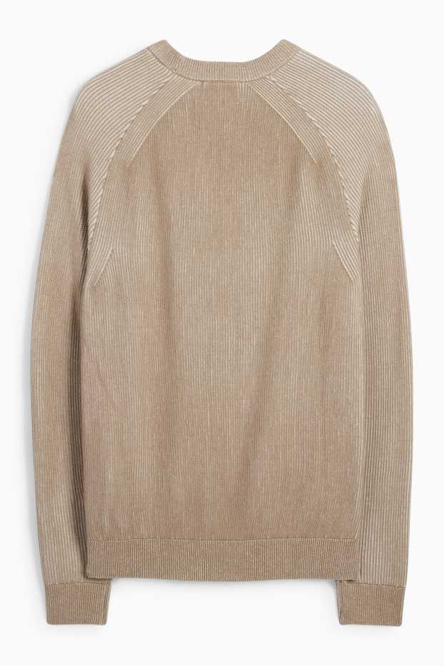 Men - Jumper - ribbed - beige