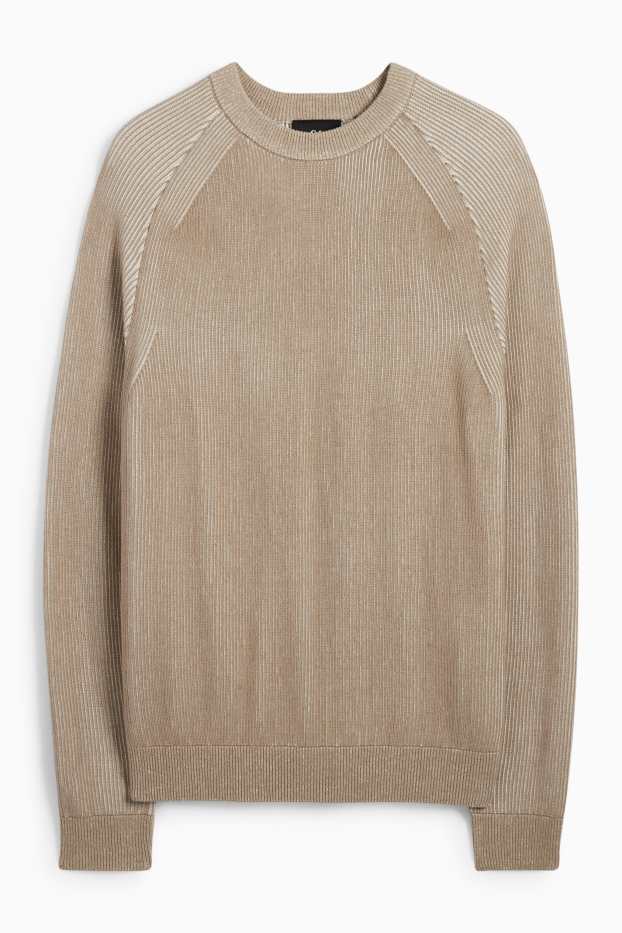 Men - Jumper - ribbed - beige