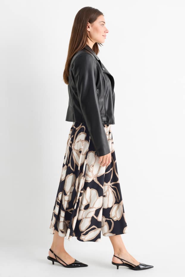 Women - Skirt - floral - black / beige