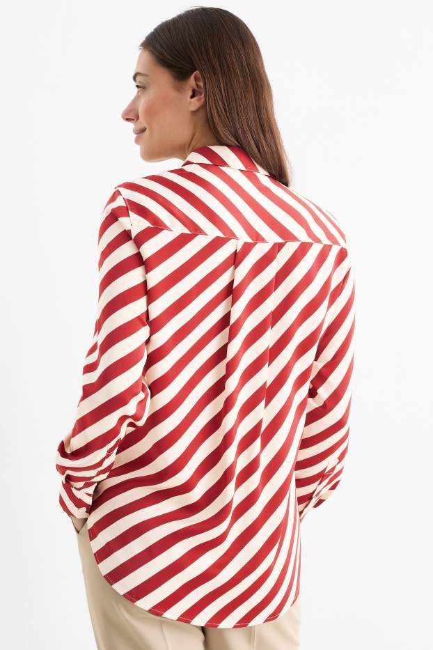 Donna - Blusa - a righe - rosso / beige