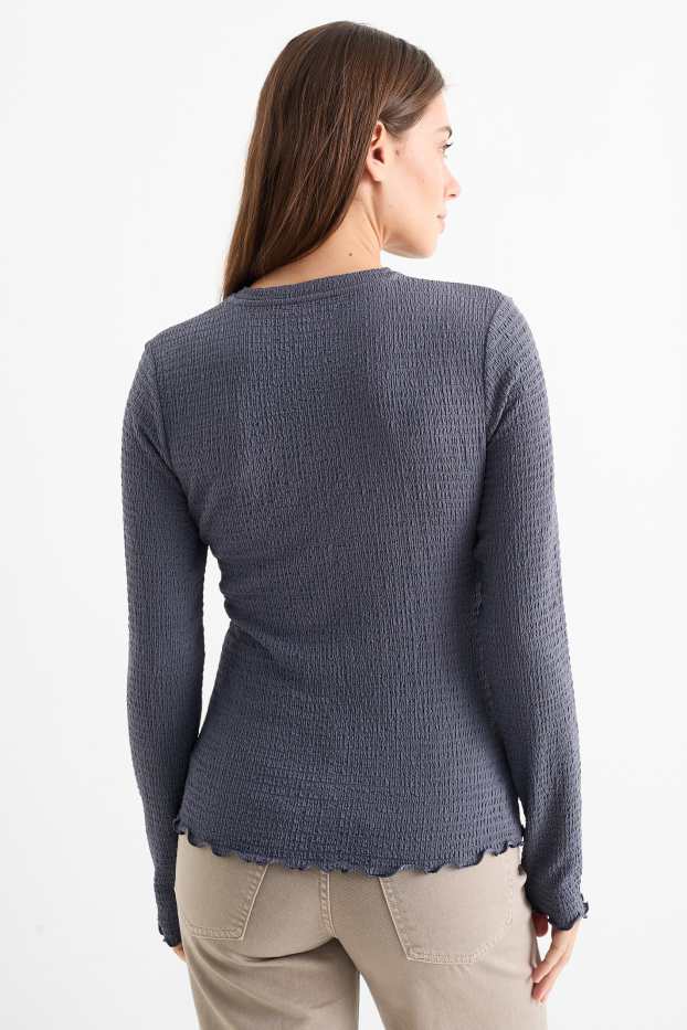Damen - Langarmshirt - strukturiert - dunkelblau