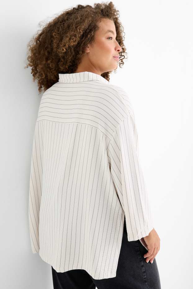 Damen - Bluse - gestreift - cremeweiß