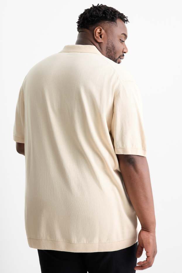 Herren - Strick-Poloshirt - beige