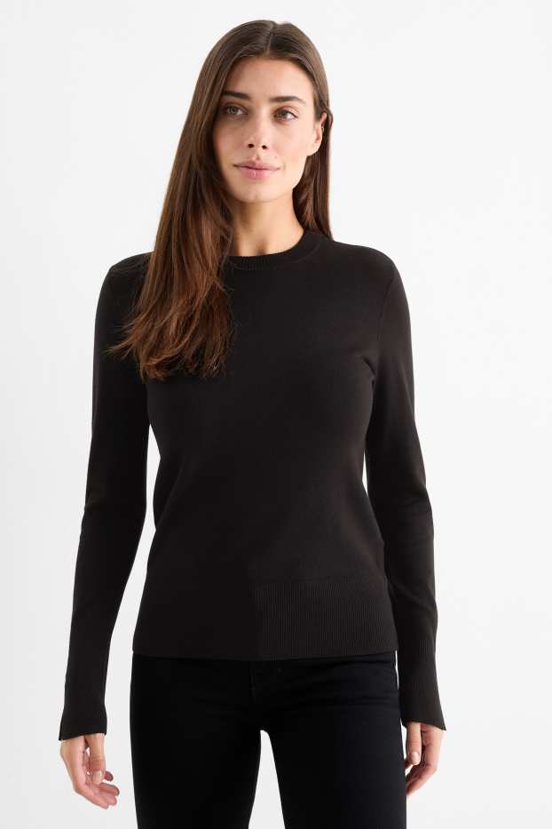 Damen - Feinstrick-Pullover - schwarz