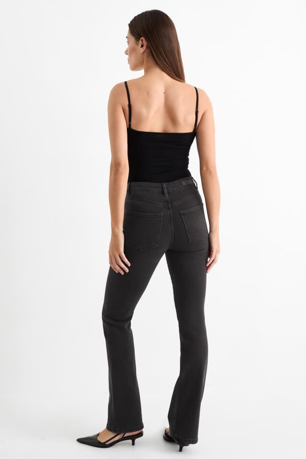 Women - Bootcut jeans - high waist - denim-dark gray