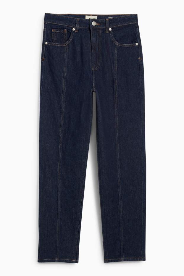 Femei - Mom jeans - talie înaltă - LYCRA® - denim-albastru închis