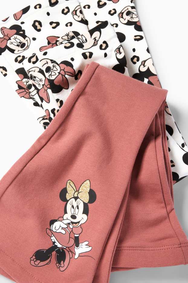 Kinderen: meisjes - Set van 2 - Minnie Mouse - flared thermolegging - donker rose