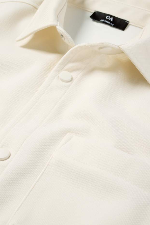Herren - Hemd - Relaxed Fit - Reverskragen - strukturiert - cremeweiß