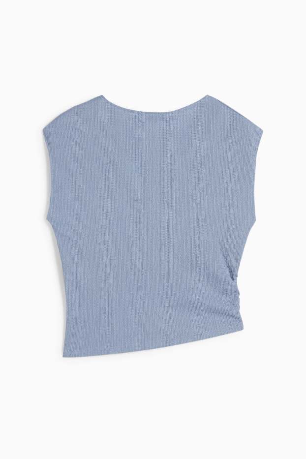 Damen - Crop Top - strukturiert - hellblau