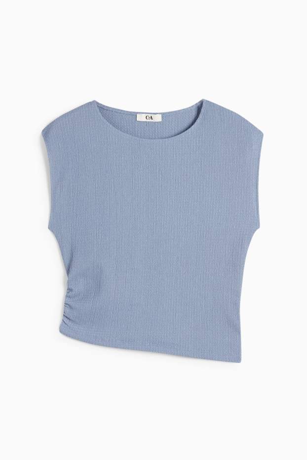 Damen - Crop Top - strukturiert - hellblau