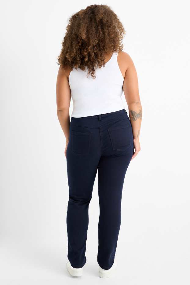 Dames - Slim jeans - mid waist - stretch - donkerblauw