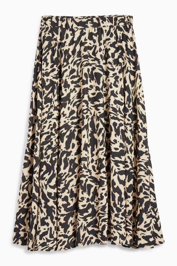 Damen - Rock - gemustert - schwarz / beige