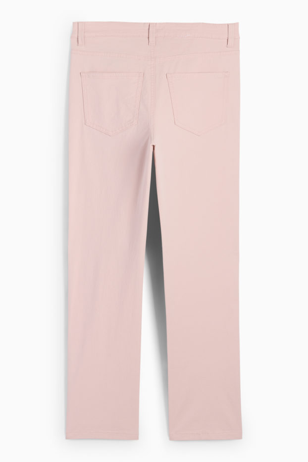 Dámské - Plátěné kalhoty - high waist - slim fit - růžová