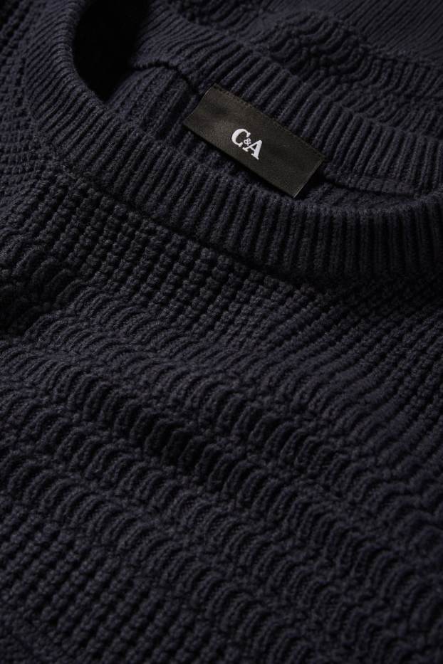 Uomo - Maglione - tessuto tramato - blu scuro