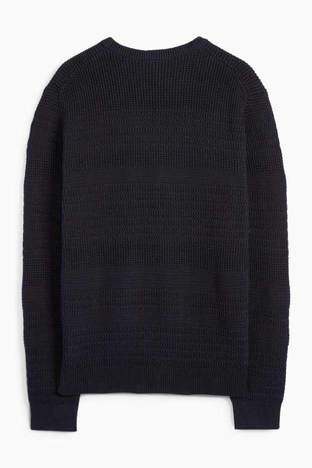 Uomo - Maglione - tessuto tramato - blu scuro