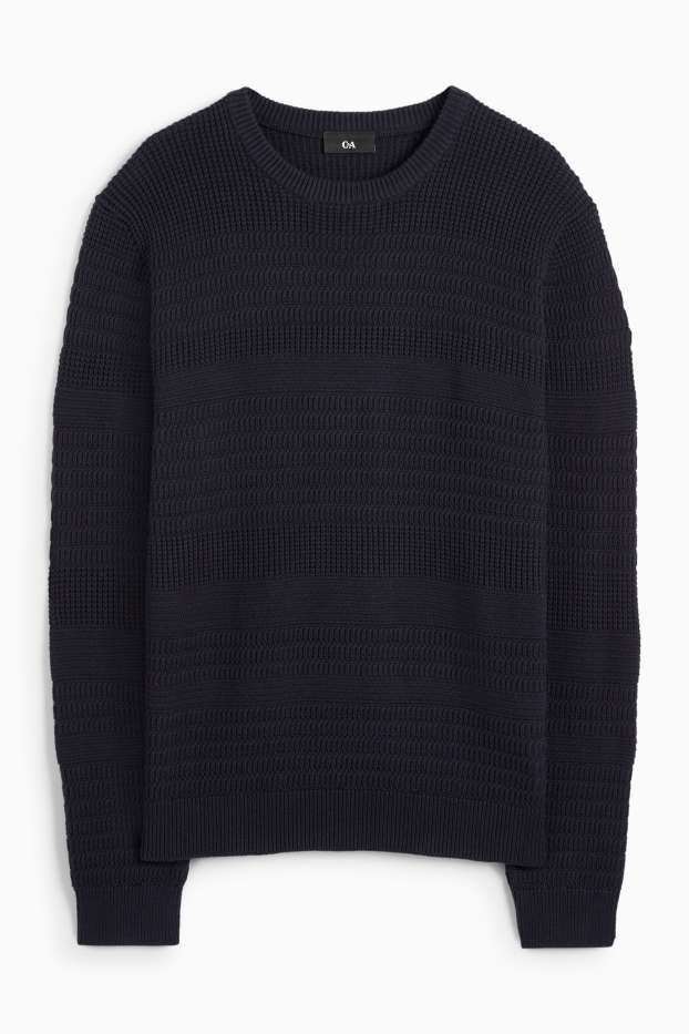 Uomo - Maglione - tessuto tramato - blu scuro