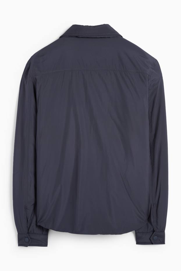 Uomo - Giacca camicia - imbottita - relaxed fit - collo all'italiana - blu scuro