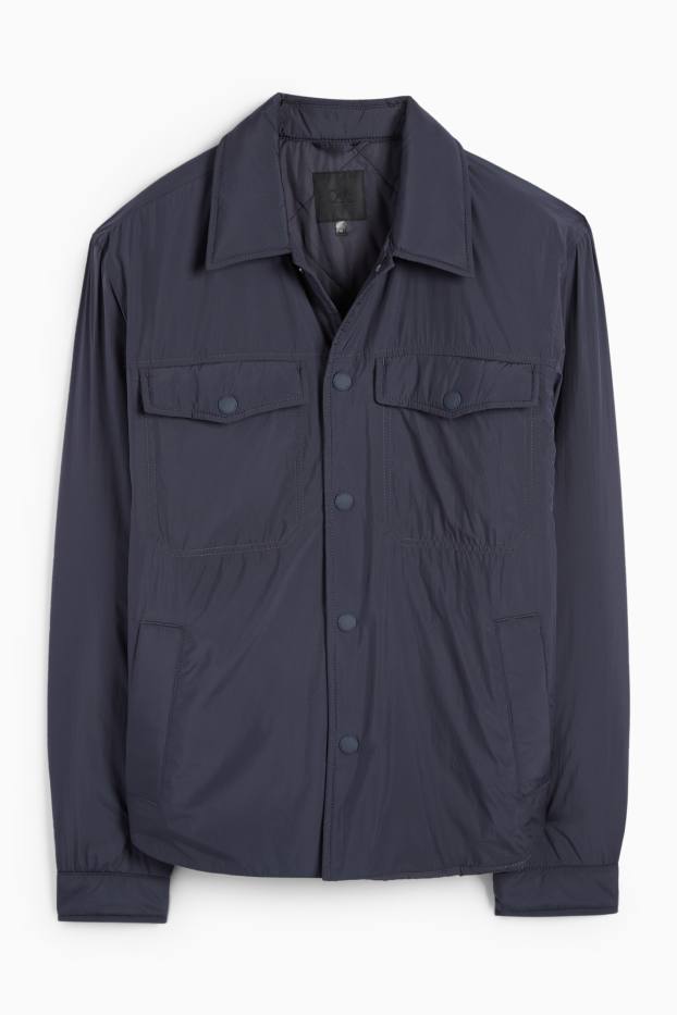 Uomo - Giacca camicia - imbottita - relaxed fit - collo all'italiana - blu scuro
