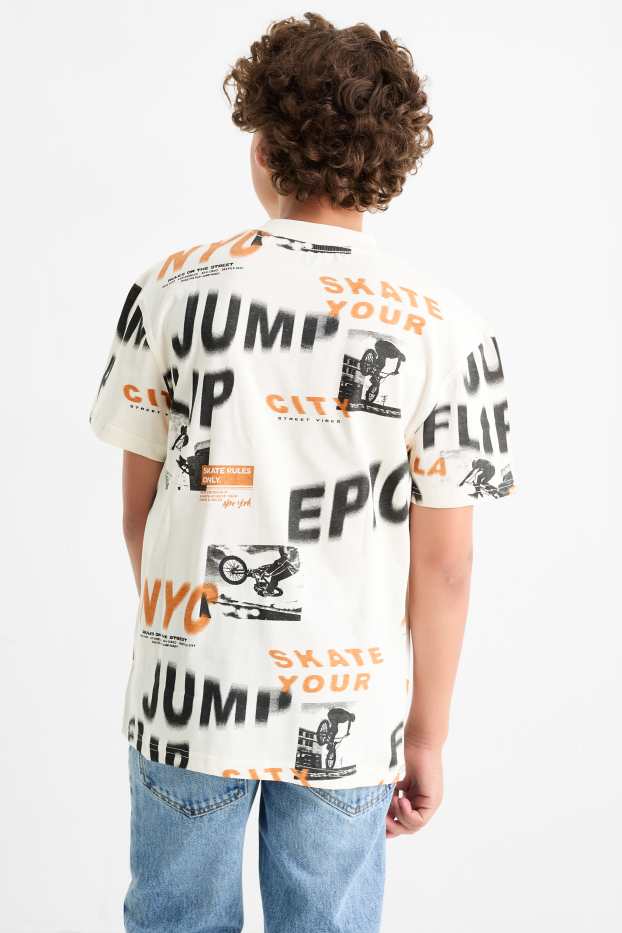 Kinderen: jongens - BMX - T-shirt - crème wit