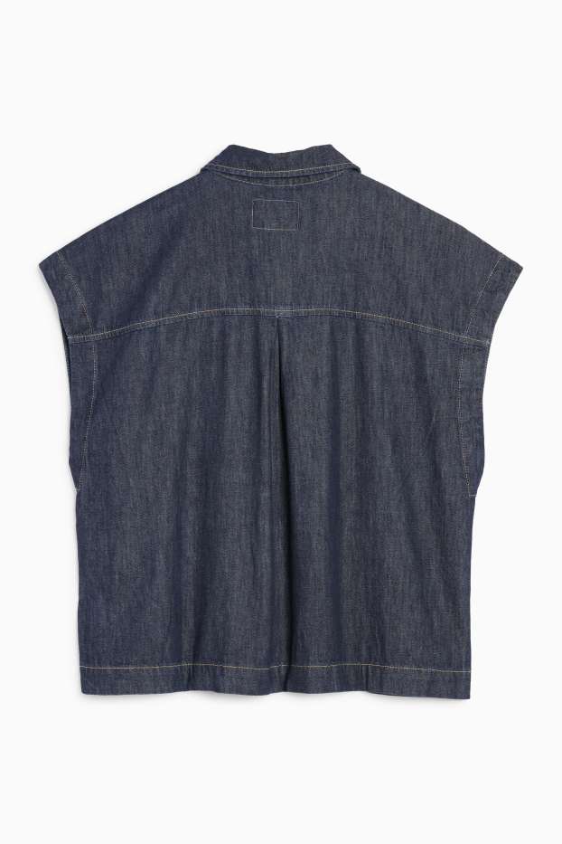 Women - Denim blouse top - black