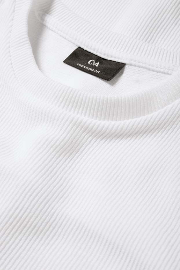 Herren - T-Shirt - Oversized - gerippt - weiß