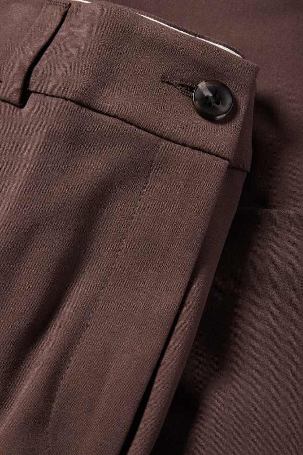 Women - Cloth trousers - low waist - wide leg - dark brown