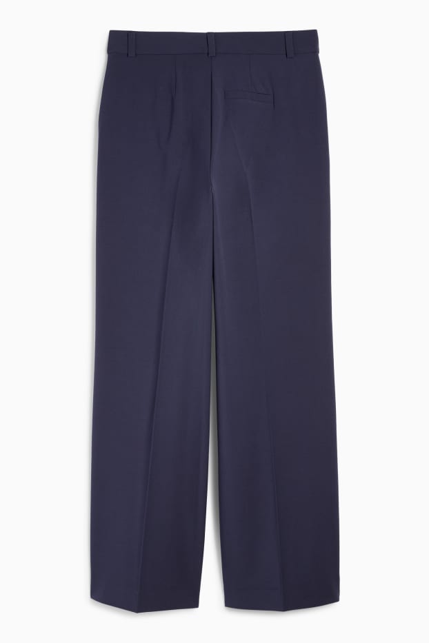 Women - Cloth trousers - low waist - wide leg - dark blue