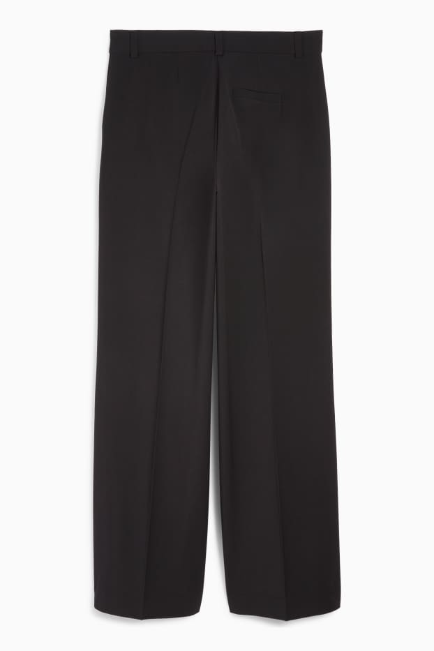 Women - Cloth trousers - low waist - wide leg - black