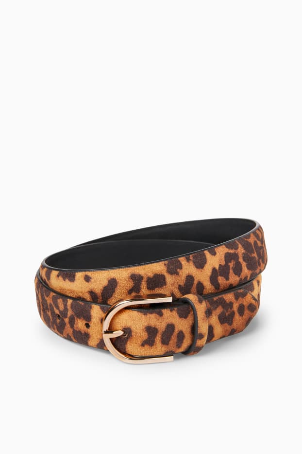 Dames - Riem - imitatiesuède - luipaardvelprint - bruin / beige