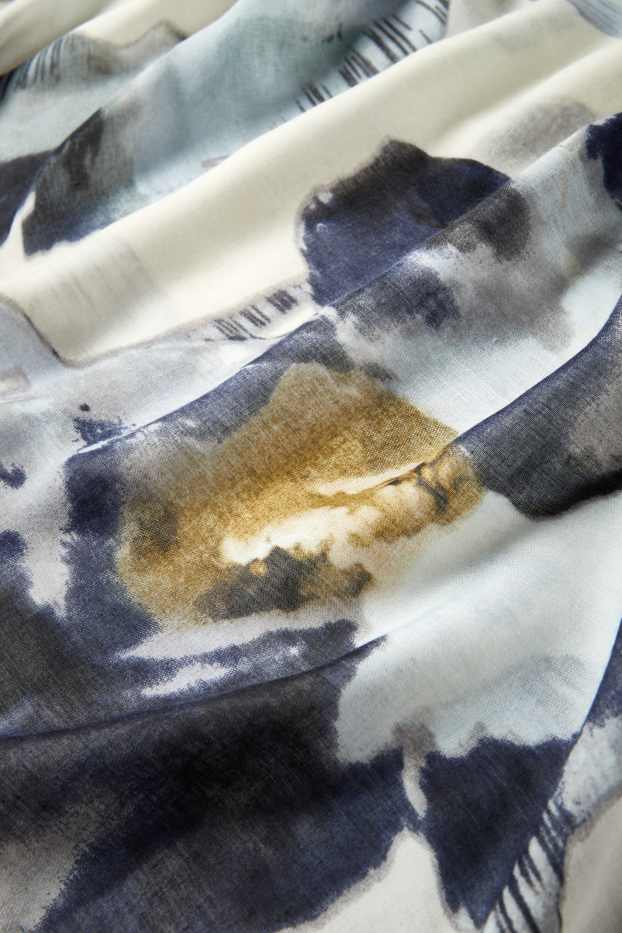 Femmes - Foulard - à fleurs - beige / bleu
