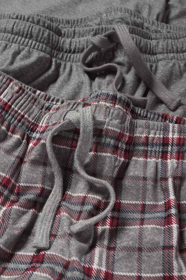 Heren - Set van 2 - pyjamashort - donkergrijs