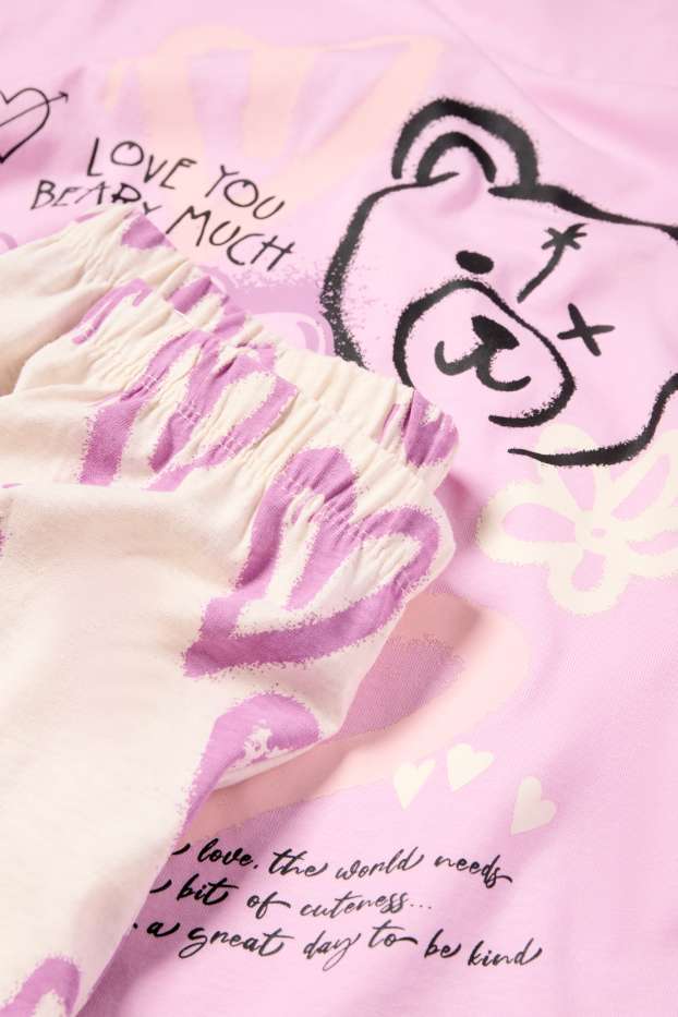 Children Girls - Love graffiti - pyjamas - 2 piece - rose