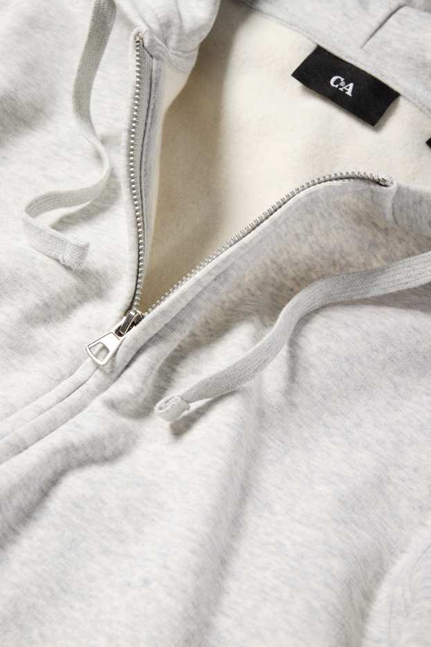 Hommes - Sweat zippé à capuche - gris clair chiné