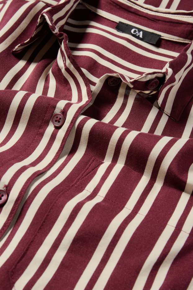 Women - Shirt dress - striped - bordeaux