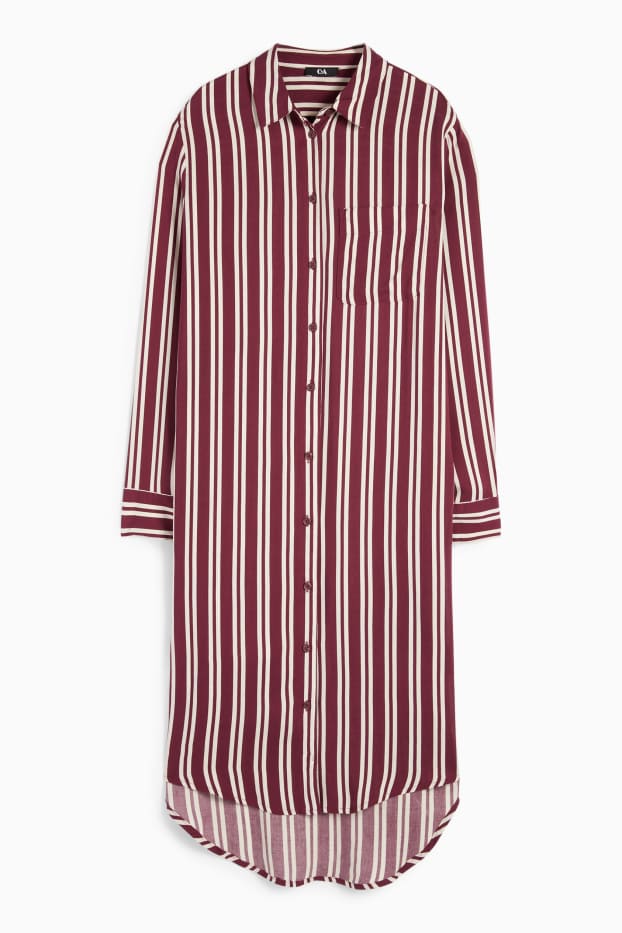 Women - Shirt dress - striped - bordeaux