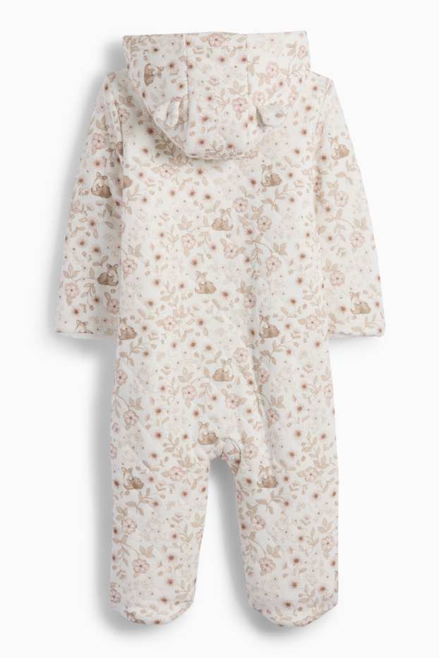 Baby Mädchen - Reh und Blümchen - Baby-Overall - cremeweiss