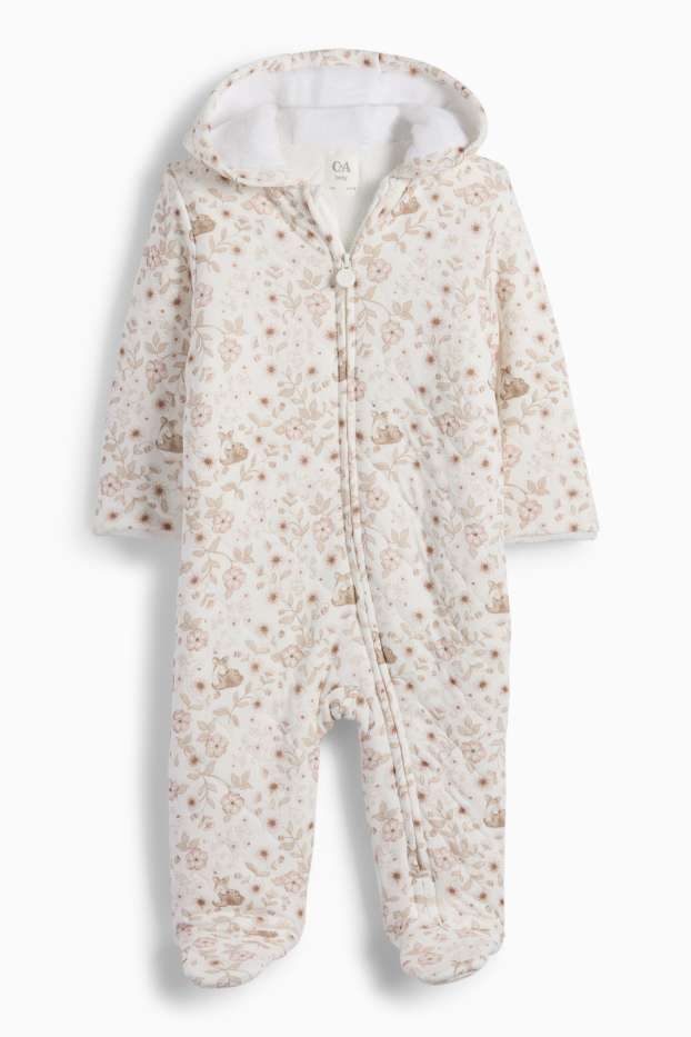 Baby Mädchen - Reh und Blümchen - Baby-Overall - cremeweiss