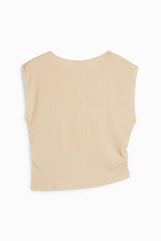 Women - Cropped top - textured - beige
