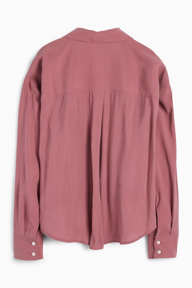 Donna - Blusa con nodo - bordeaux