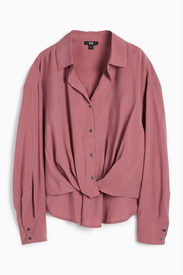 Donna - Blusa con nodo - bordeaux