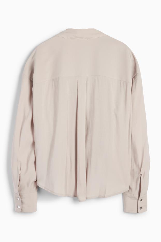 Women - Blouse with knot detail - gray